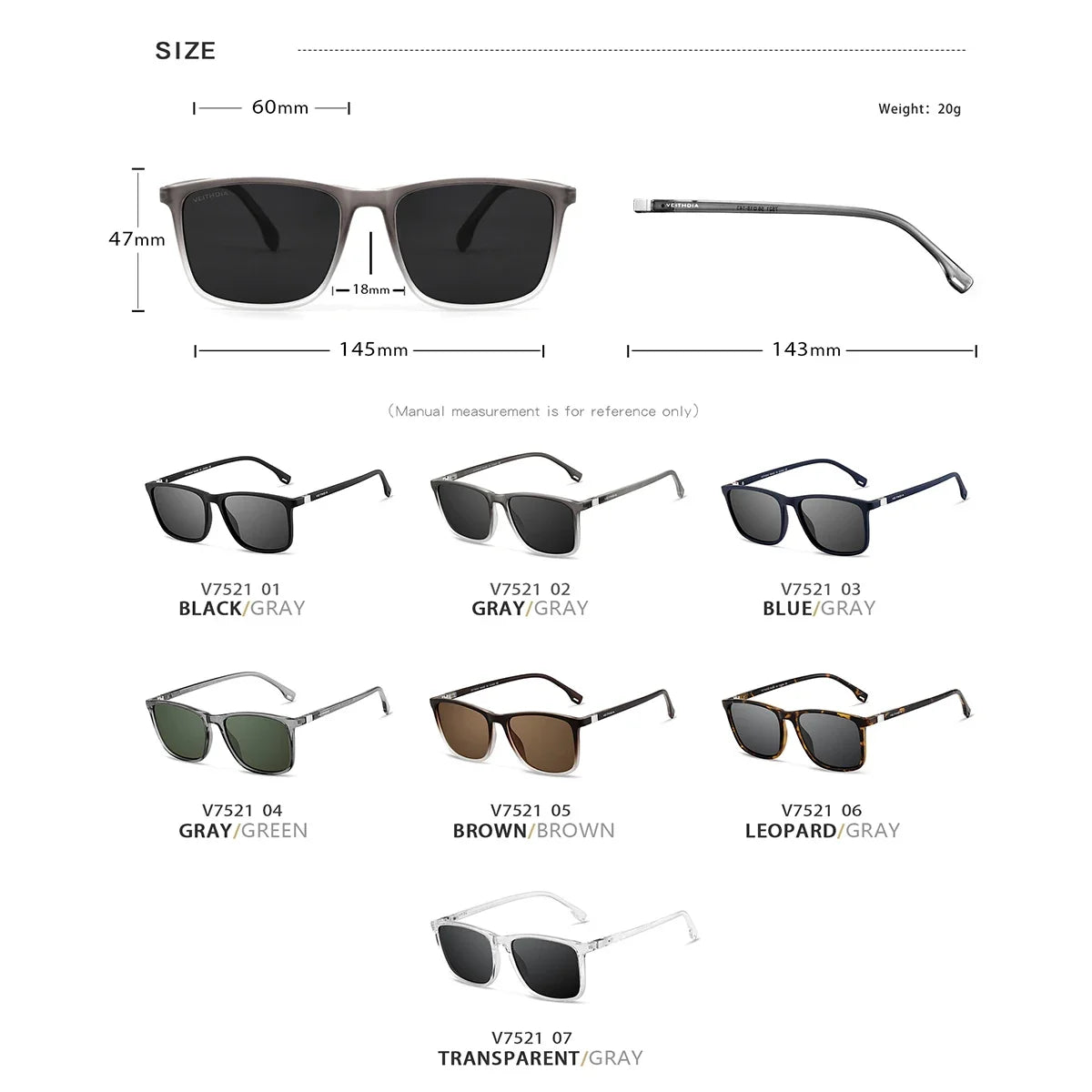 VEITHDIA Brand New Sunglasses Unisex Retro TR90 Sunglasses Polarized