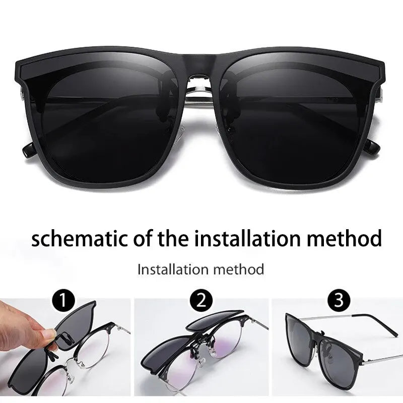 Polarized Clip On Sunglasses Men Photochromic Car Driver Goggles Night
