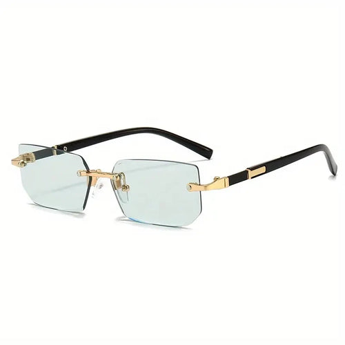 Rimless Sunglasses Rectangle Fashion Popular Women Men Shades Small