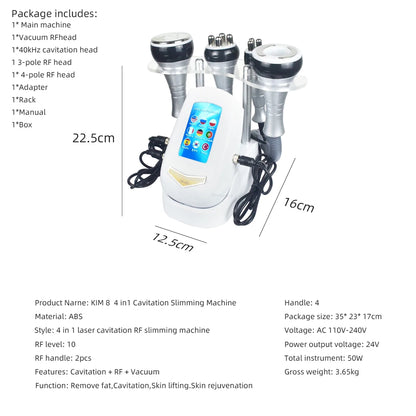 Four-In-One Ultrasonic Slimming and Beauty Instrument, 40K Beauty Massage Instrument, Skin Tightening and Lifting Vacuum Suction
