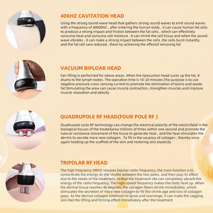 Four-In-One Ultrasonic Slimming and Beauty Instrument, 40K Beauty Massage Instrument, Skin Tightening and Lifting Vacuum Suction