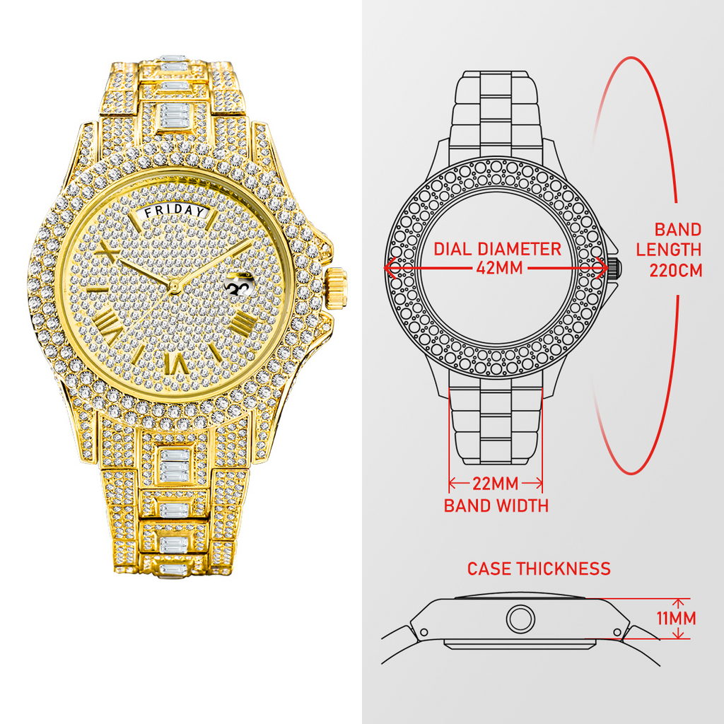 Men's Diamond Dual Calendar Quartz Watch