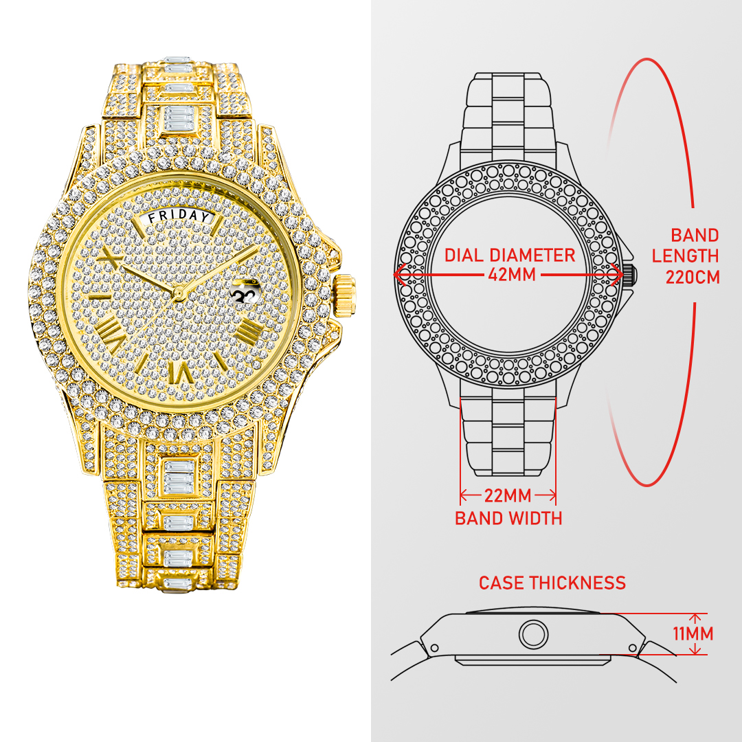 Men's Diamond Dual Calendar Quartz Watch