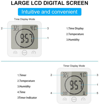 Waterproof Shower Clock Timer Clock with Alarm