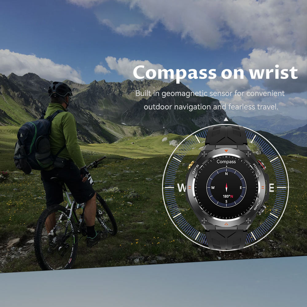SENBONO GPS Smart Watch Men 1.45'' HD Screen Built-In GPS Altimeter